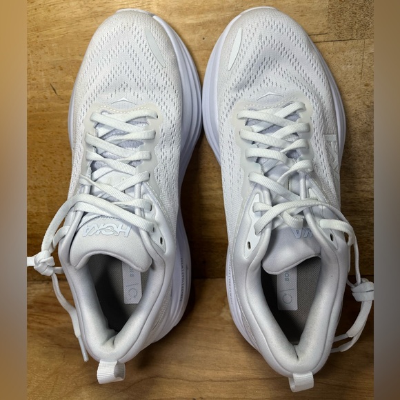 Hoka One One Bondi 8 REFLECTIVE Womens Size 8 Running Shoes Sneakers White - Picture 8 of 13